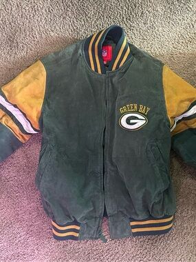 NFL Green and Gold Team Stripe Collar Jacket